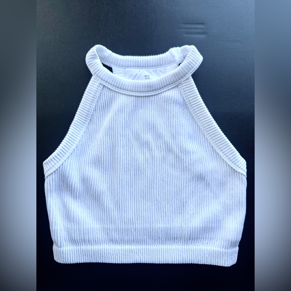 Aerie White Ribbed Crop Top